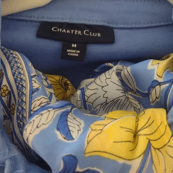 Charter Club Cornflower Blue Fitted Stretch Denim Jacket - Like New - Picture 5 of 5